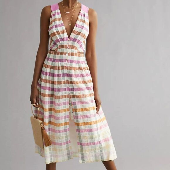 NEW Maeve Anthropologie Ombre Plaid Midi Sundress in Size US 16W - Picture 1 of 11